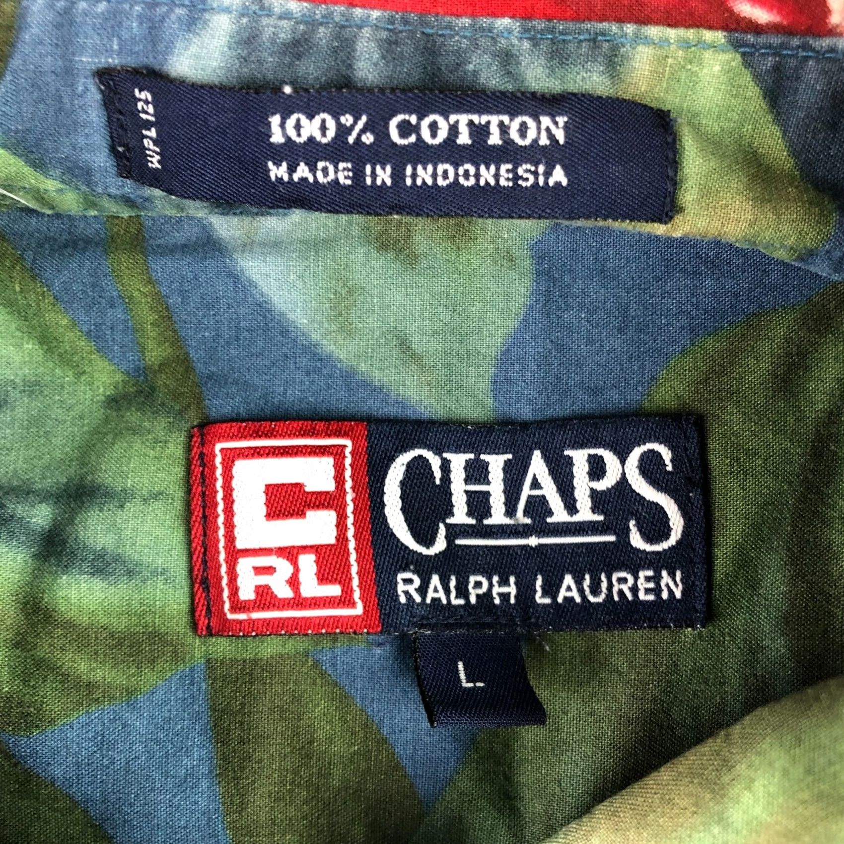 Chaps VINTAGE Ralph Lauren Chaps Men’s Hawaiian Button-Up Shirt Green Floral Large Short Sleeve Collared Button-Down Size US L / EU 52-54 / 3 - 3 Thumbnail