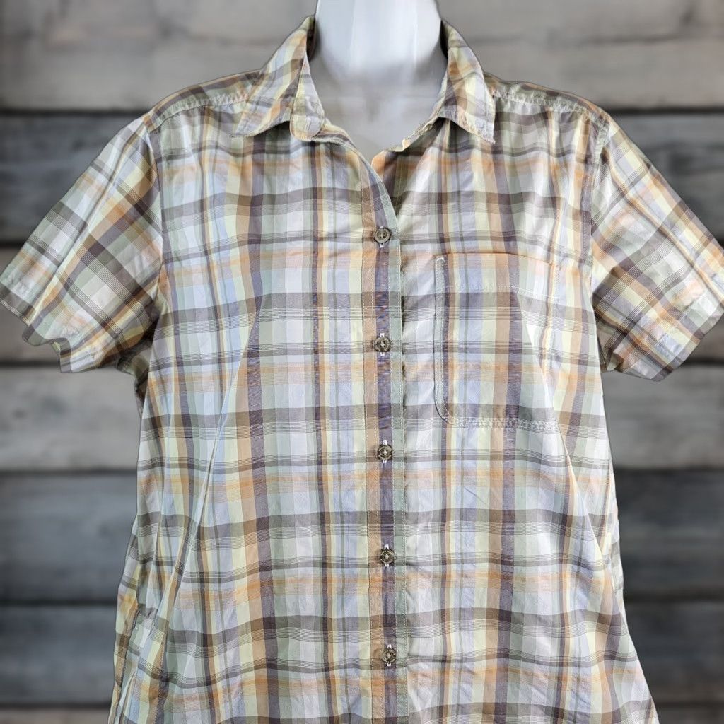 Eddie Bauer Eddie Bauer Travex Womens Button Up Shirt Medium Yellow Gray Plaid Size M / US 6-8 / IT 42-44 - 1 Thumbnail