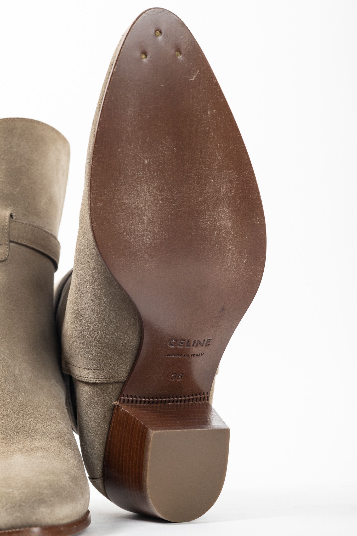 Celine Celine Beige Suede Wraparound Ankle Boots Size US 7.5 / IT 37.5 - 5 Thumbnail