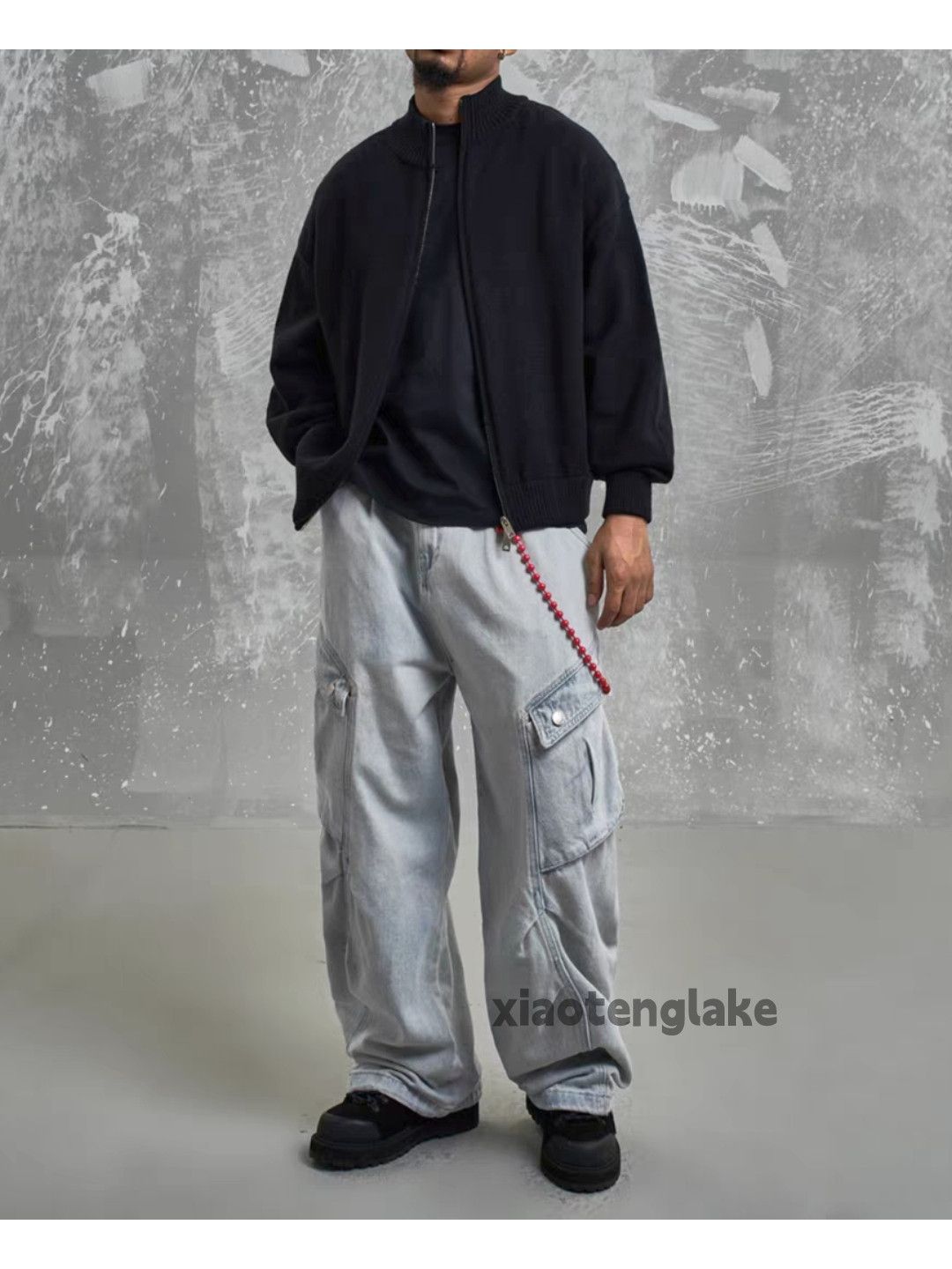 Jean × Vintage washed faded loose baggy skate hiphop cargo jeans Size US 28 / EU 44 - 2 Thumbnail