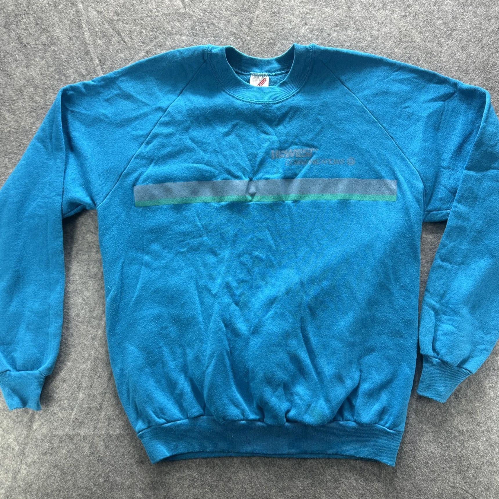 Jerzees VINTAGE Jerzees Sweatshirt Mens XL Blue US West Communications Graphic Print Crewneck Pullover Fleece 80s Size US XL / EU 56 / 4 - 2 Thumbnail