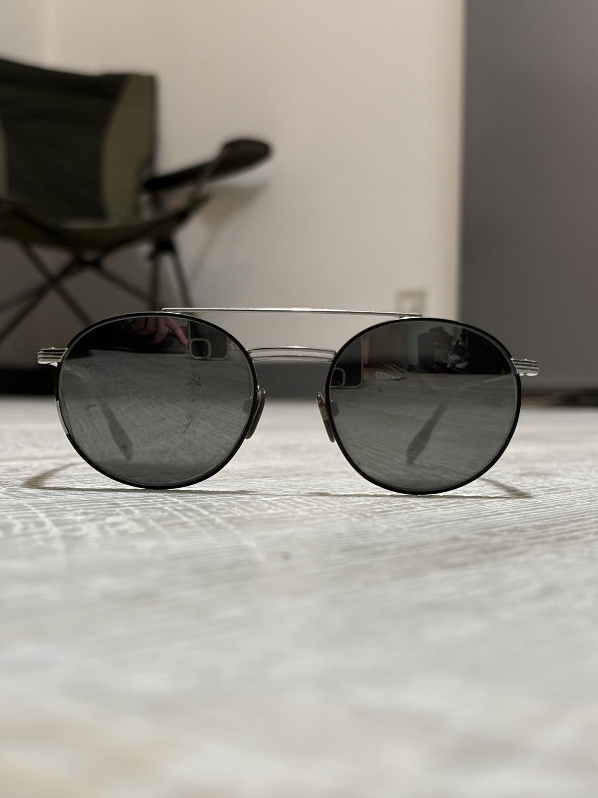 Burberry × Burberry Prorsum Unisex B-3109 Italy Big Logo Frame Metal-Matte Round Shape Sunglasses Size ONE SIZE - 9 Thumbnail
