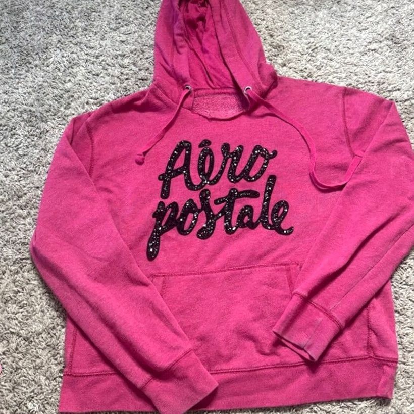 Vintage VINTAGE Aeropostale Sequin Barbiecore Pink Graphic Pullover Hoodie Women S Size S / US 4 / IT 40 - 4 Thumbnail