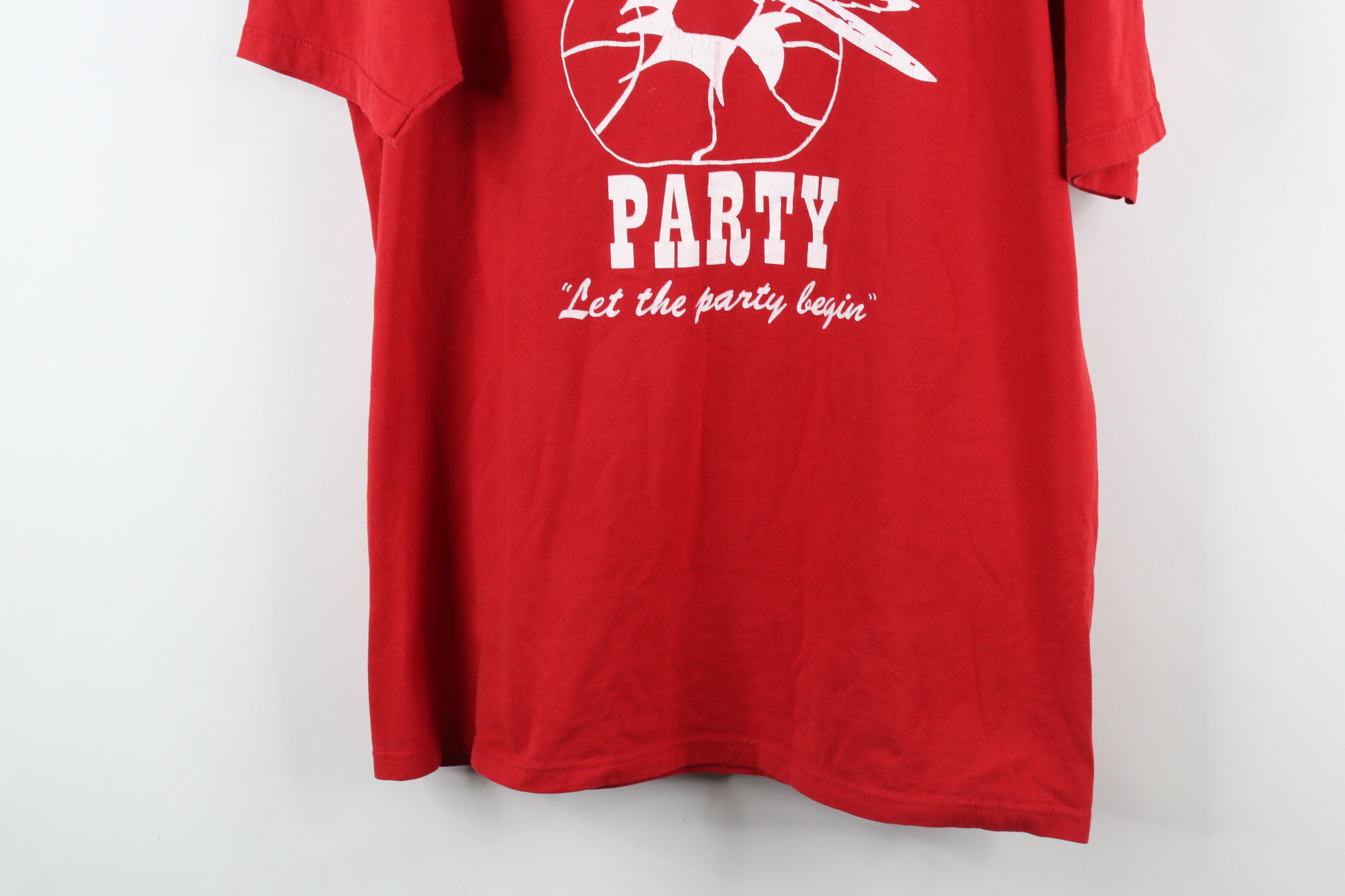 Vintage Vintage 90s Spell The War Party Short Sleeve T-Shirt Red USA Size US XL / EU 56 / 4 - 3 Thumbnail