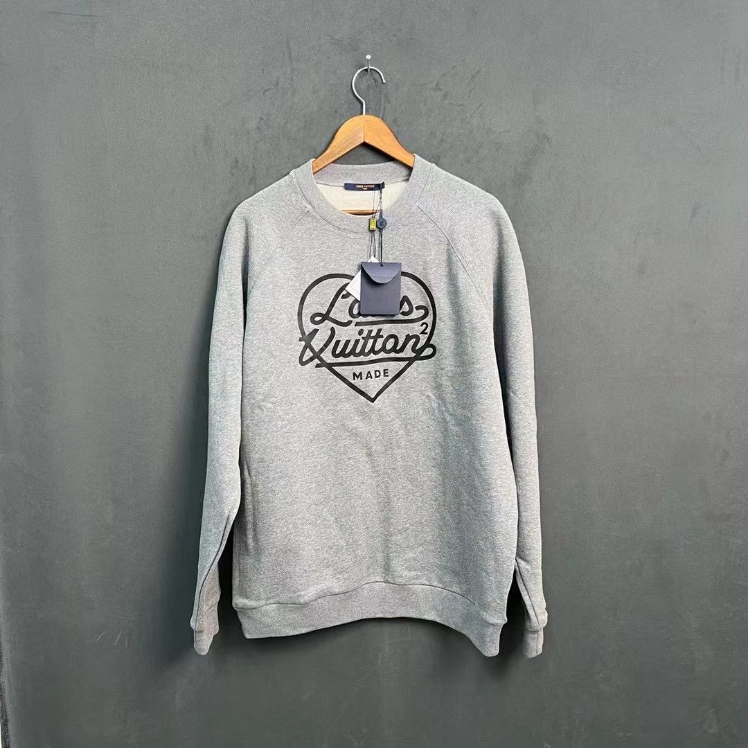 image of Louis Vuitton x Nigo Intarsia Jacquard Heart Crewneck in Grey, Men's (Size XL)