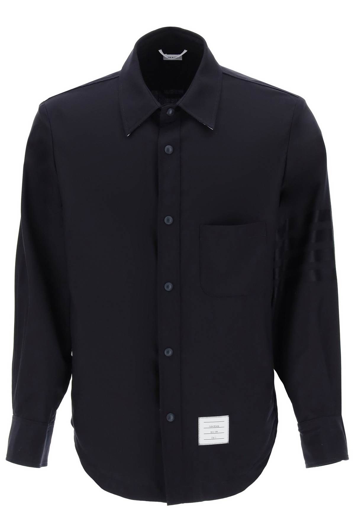 image of Thom Browne 4-Bar Shirt In Light Wool in Blue, Men's (Size XL)