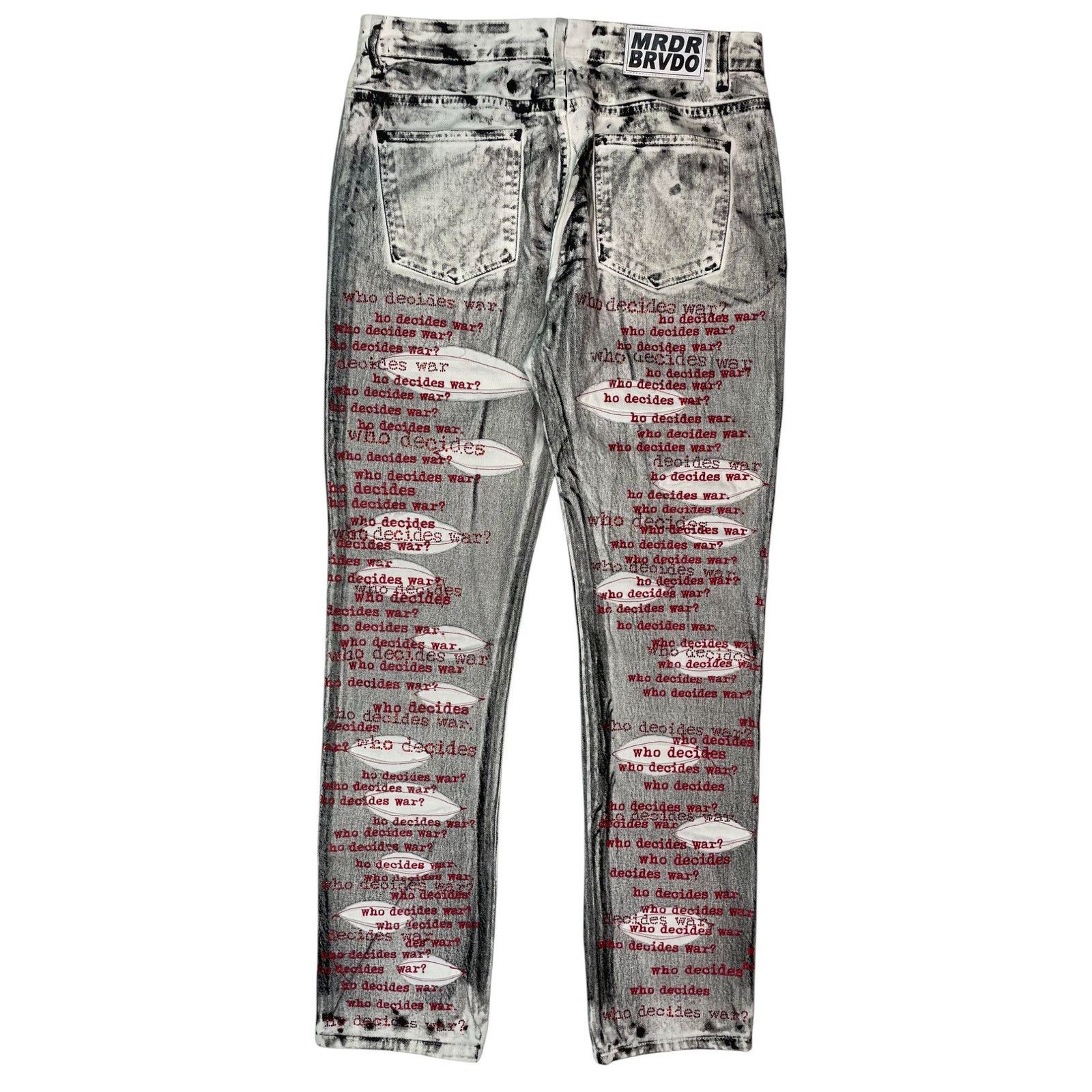 Who Decides War WDW Stripture White & Red Denim Size US 34 / EU 50 - 2 Thumbnail