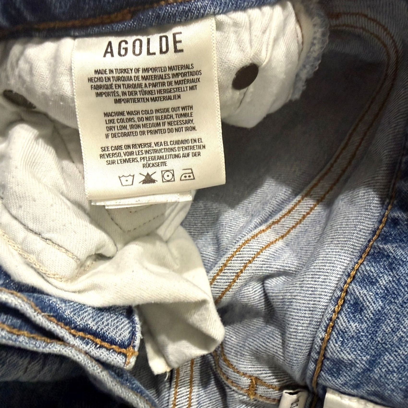 Agolde AGOLDE Jeans Riley Long 30 Denim Organic Cotton Button Fly Distressed 90s Womens Jeans 30 Blue ZZ23 Size 30" / US 8 / IT 44 - 5 Thumbnail