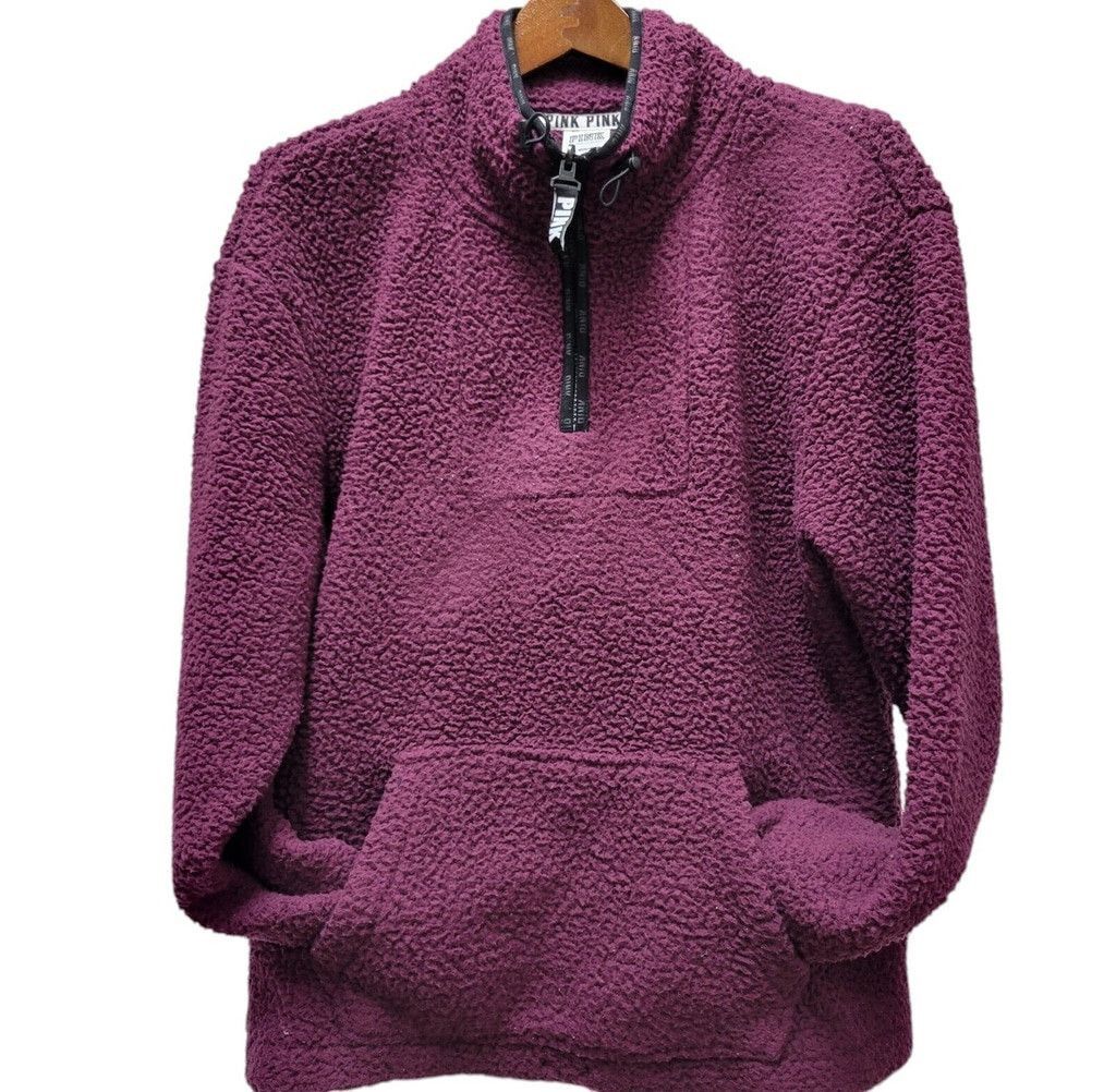Victoria's Secret Victoria's Secret Pink Quarter Zip Sherpa Pullover Women's Size L / US 10 / IT 46 - 8 Thumbnail