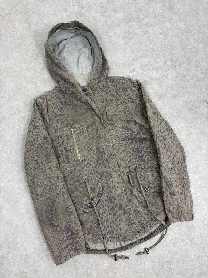 Vintage 2000s Massimo Rebecchi Khaki Animal Kingdom Long Coat Size M / US 6-8 / IT 42-44 - 4 Thumbnail