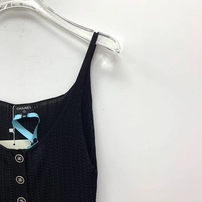 Chanel Chanel Black diamond-encrusted knitted strap vest 2506-Next Size XS / US 0-2 / IT 36-38 - 3 Thumbnail