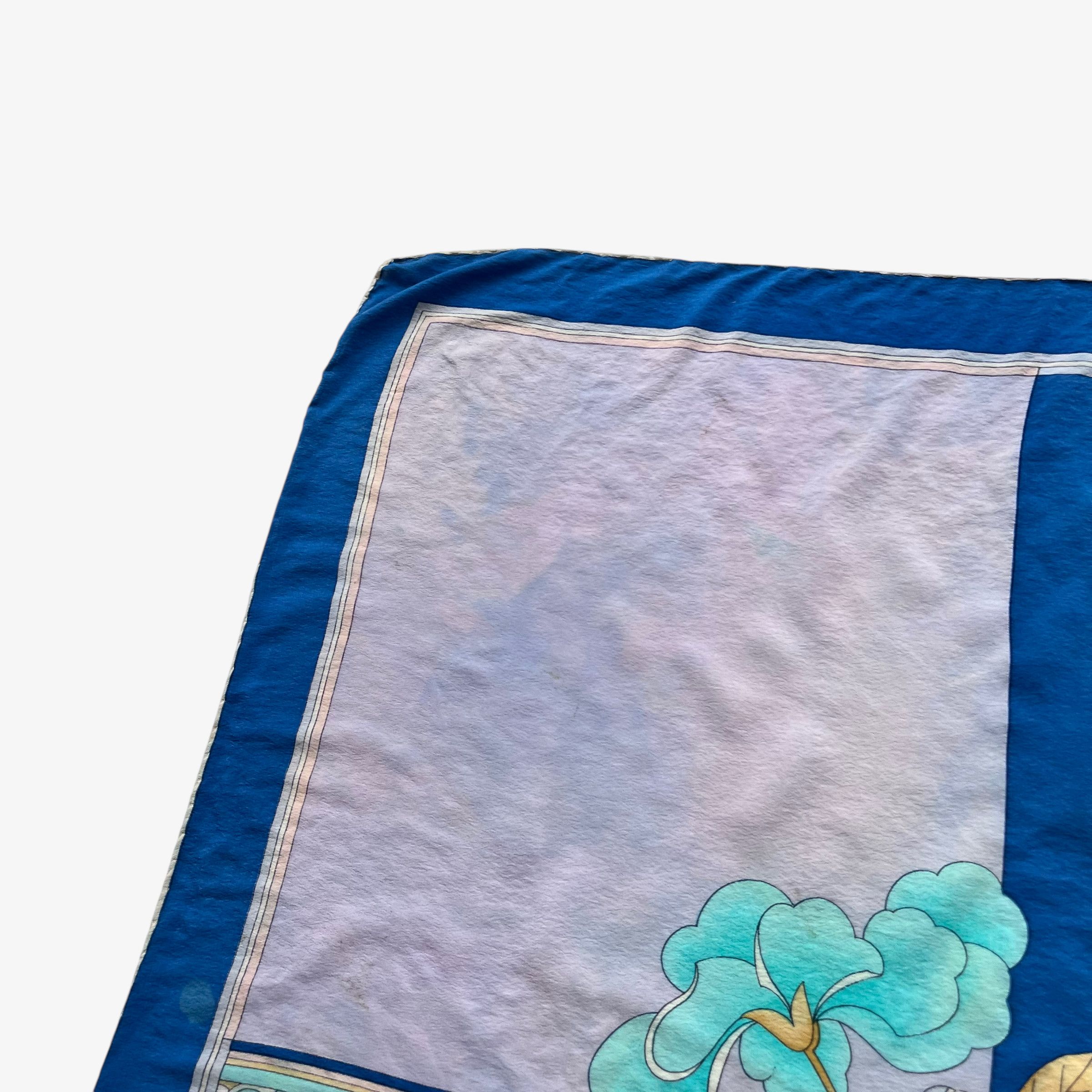 Leonard Paris Vintage 80s Leonard Abstract Floral Print Blue Silk Scarf Size ONE SIZE - 7 Thumbnail