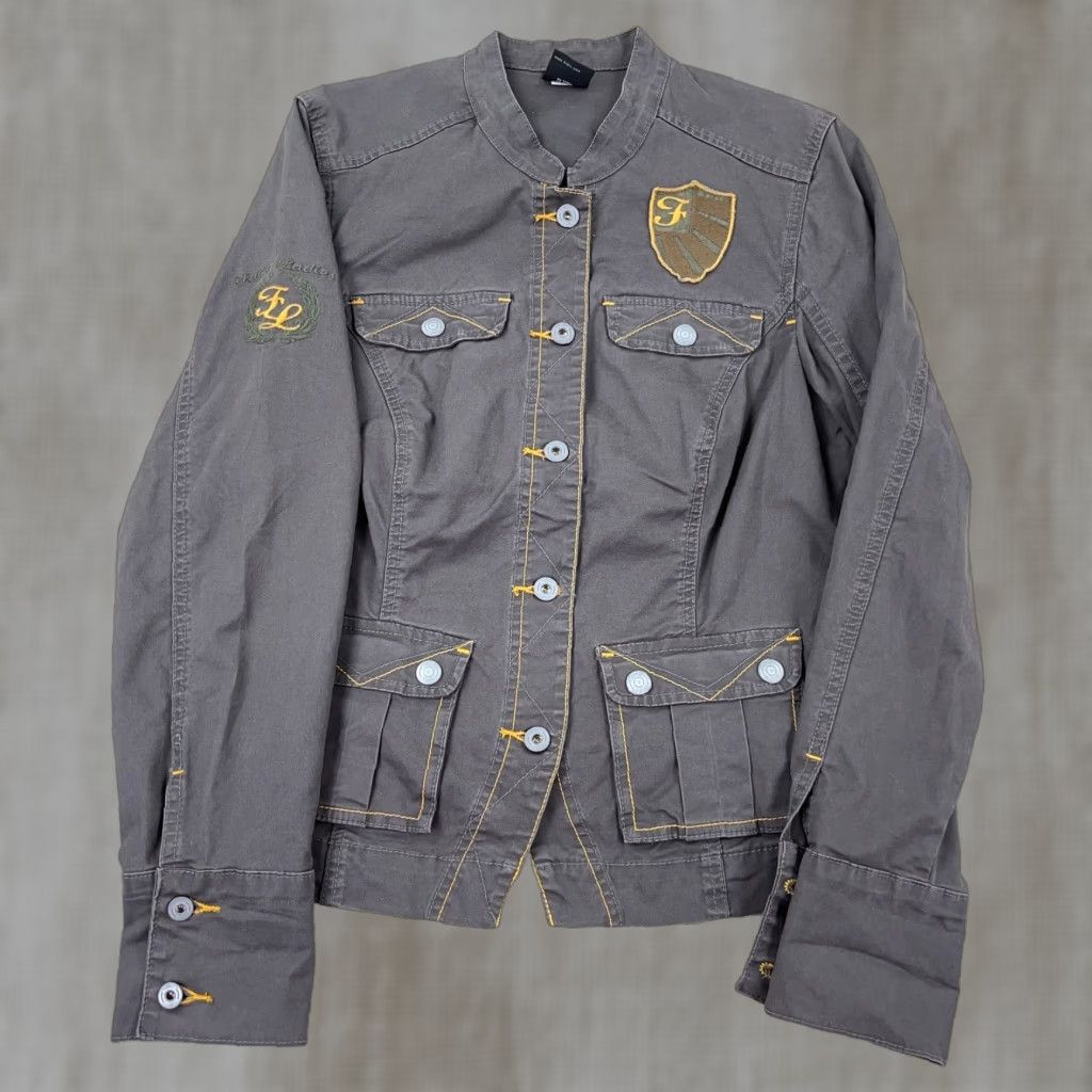 Fubu VINTAGE FUBU Jacket Women 1X Gray Twill Button Up Military Safari Pockets 90s Retro Size XL / US 12-14 / IT 48-50 - 1 Thumbnail