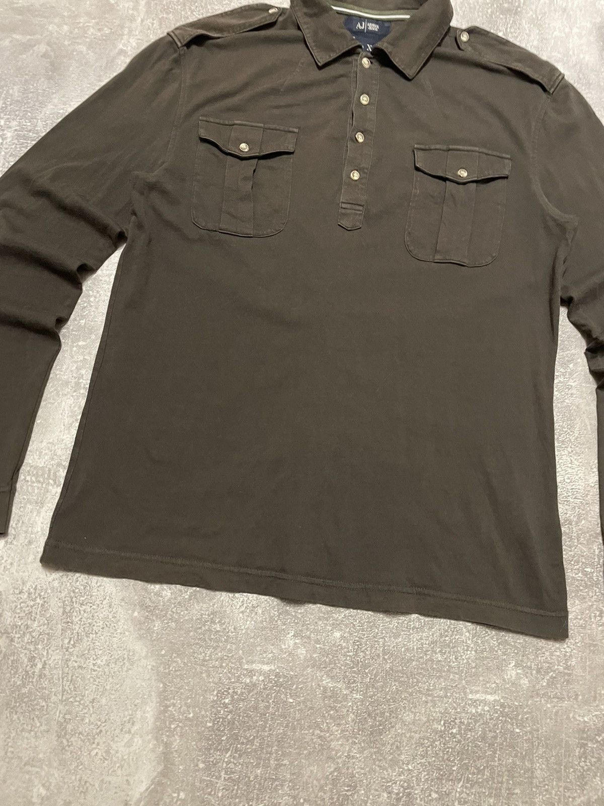 Armani × Vintage Vintage Armani Jeans Long Sleeve Shirt Big Logo Size US L / EU 52-54 / 3 - 4 Thumbnail