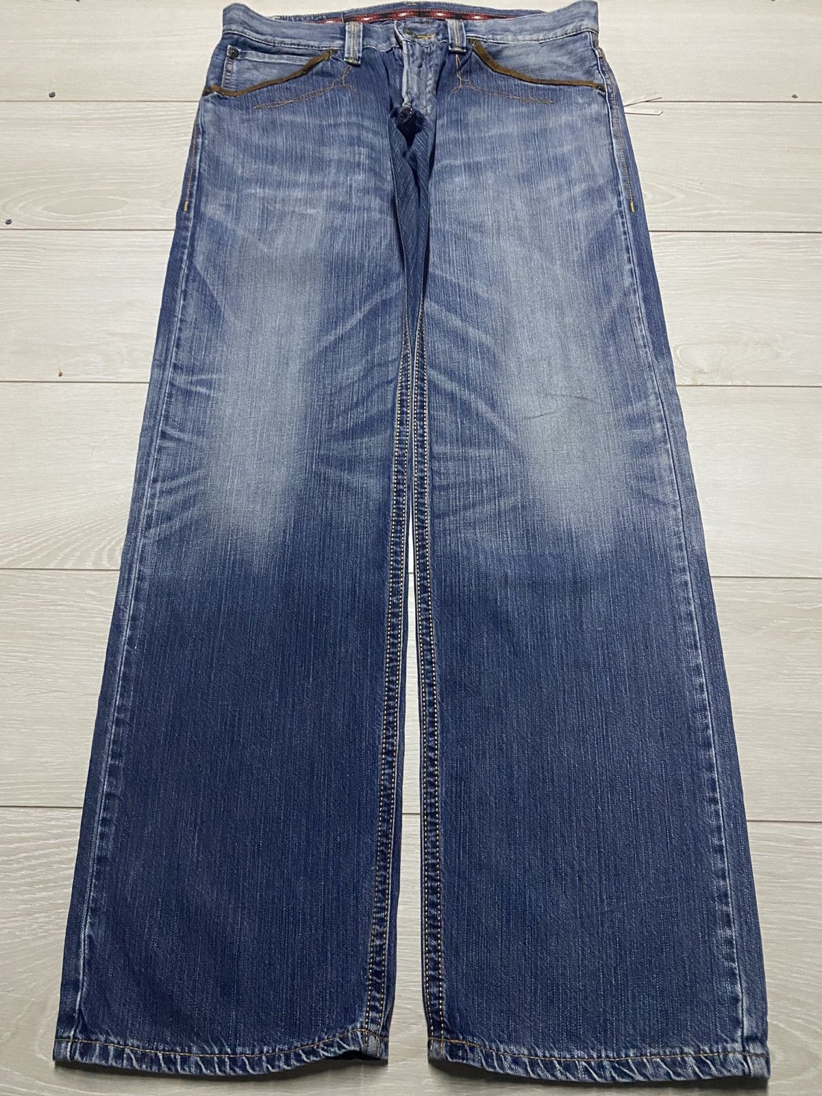Edwin Vintage Edwin XV Fade Made Wash Distressed Baggy Jeans Size US 35 - 1 Thumbnail