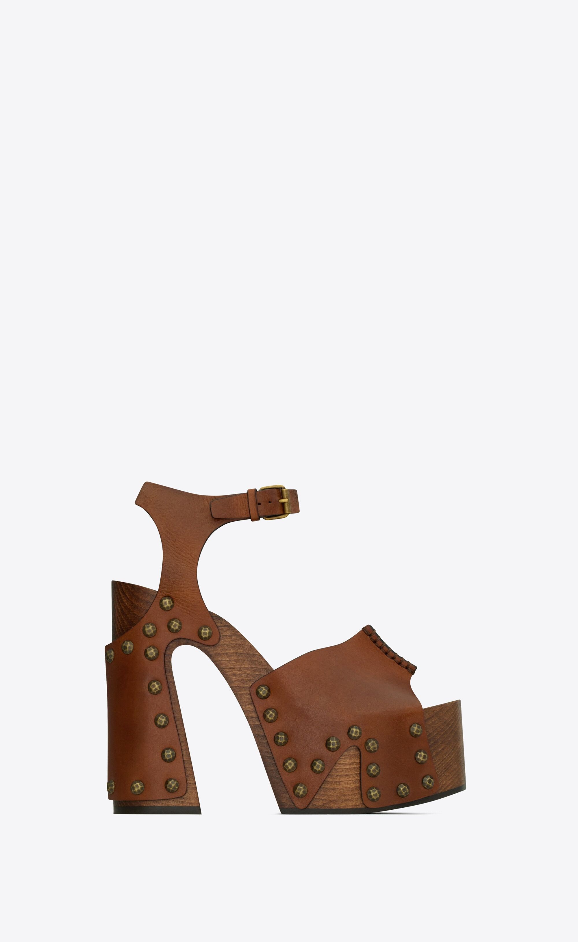 image of Saint Laurent Paris Oc11Z10524 Joan Platform Sandals In Brown, Women's (Size 6)