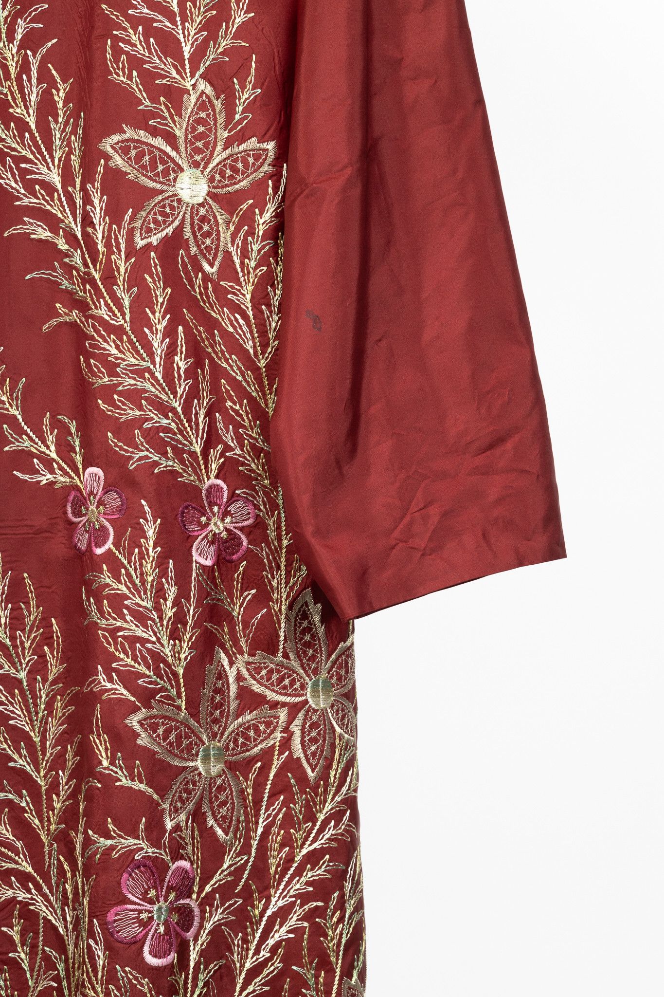 eskandar eskandar Red Silk Taffeta Floral-Embroidered Topper Coat Size XL / US 12-14 / IT 48-50 - 6 Thumbnail