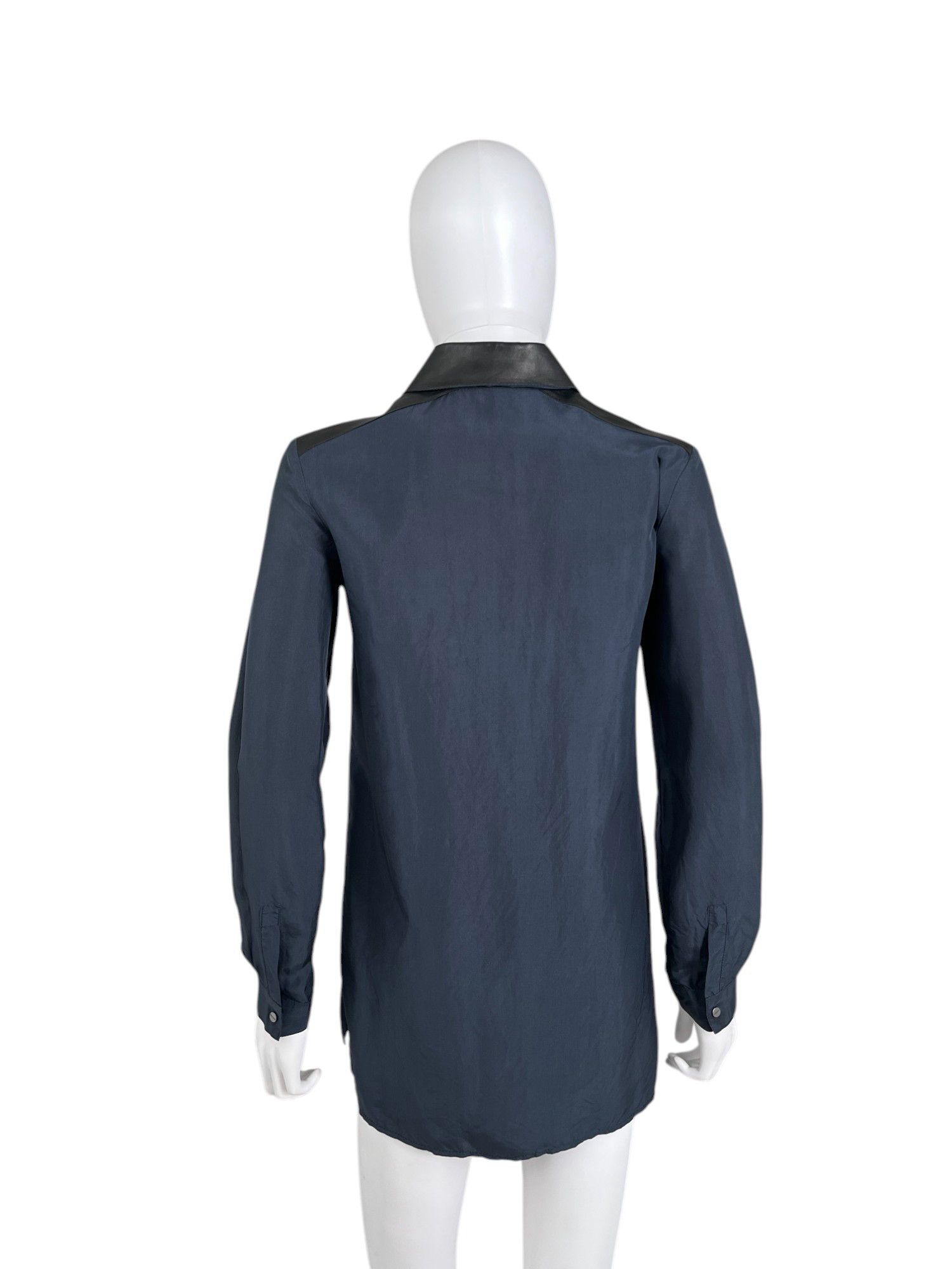 Dirk Bikkembergs Leather Patched Blue&Black Shirt Size S / US 4 / IT 40 - 3 Thumbnail