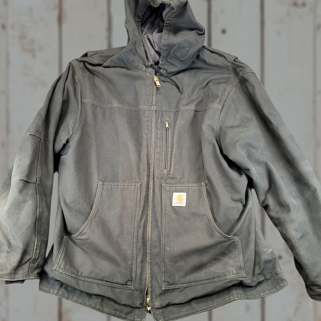 Carhartt Carhartt Jacket Moss Green Duck Canvas J130 Fleece Lined Bomber Zip Pocket Workwear Mens XL Size US XL / EU 56 / 4 - 1 Thumbnail