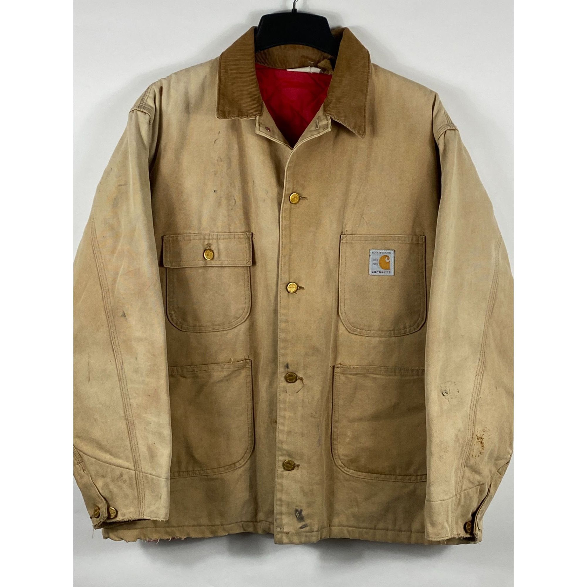 image of VTG 1989 Carhartt Quilt Lined Corduroy Collar Canvas Barn Ch in Tan, Men's (Size XL)