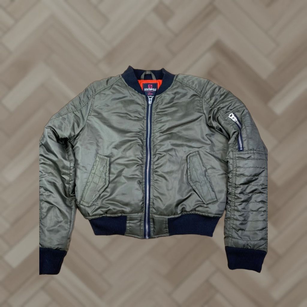 Southpole Southpole Womens Junior Bomber Jacket Green Small Casual Streetwear 90s Hip Hop Jacket Womens Size S / US 4 / IT 40 - 1 Thumbnail