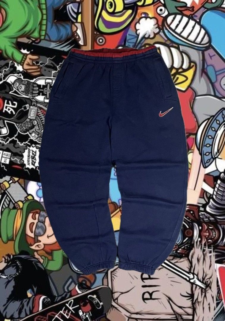 Nike Vintage 90s Nike Wide-Leg Cotton Joggers – Navy Blue, Size M Size US 32 / EU 48 - 1 Thumbnail