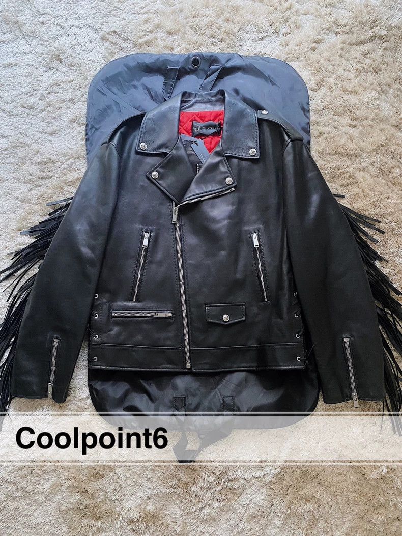 Versace Fringed biker leather coater jacket