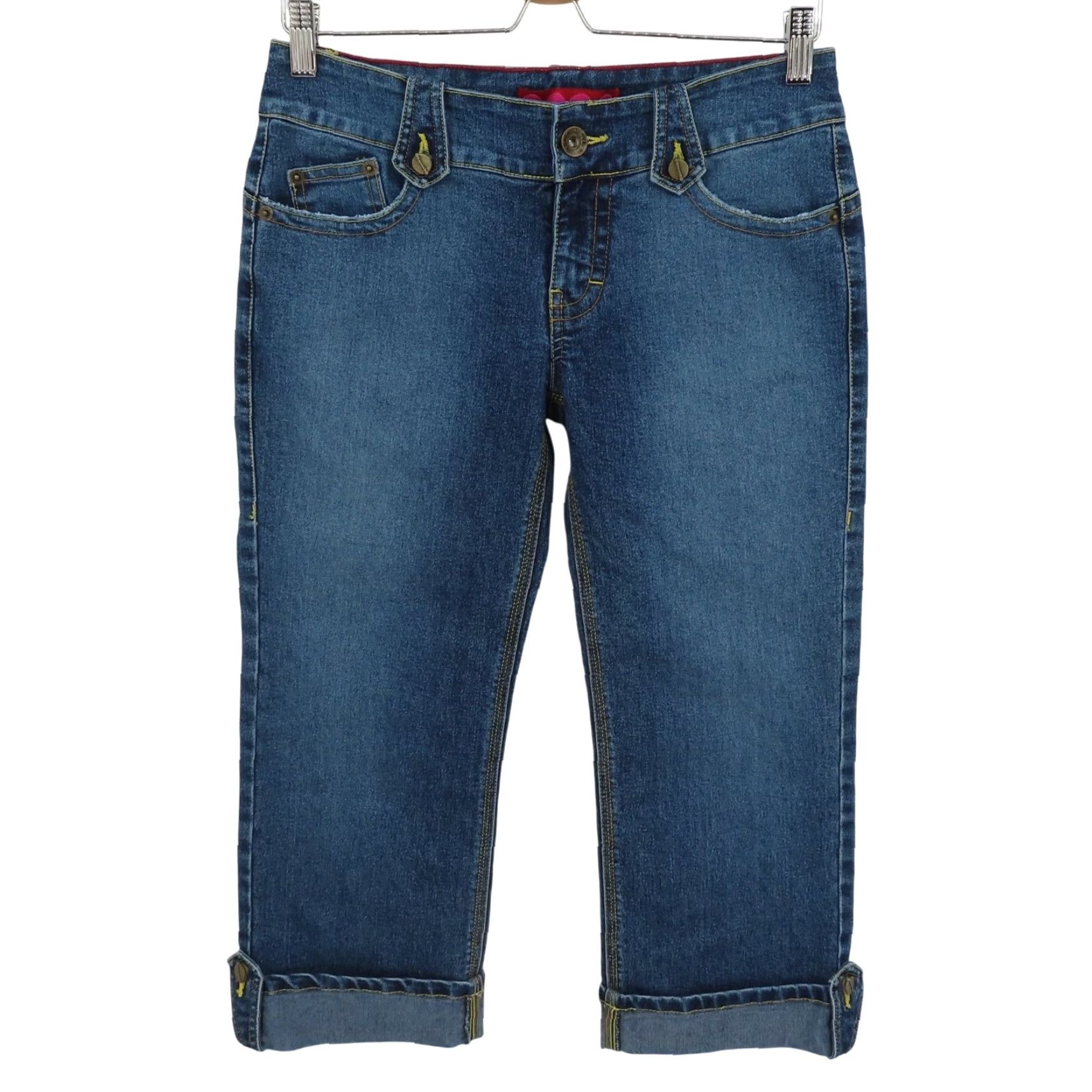 Vintage VINTAGE GLO Juniors Jeans Cropped Denim 5 Blue Crop Hem 2000s Womens Girls Jeans Cropped Cotton Blend Spring Summer Fall Winter Pattern: Solid Size 27" / US 4 / IT 40 - 2 Thumbnail