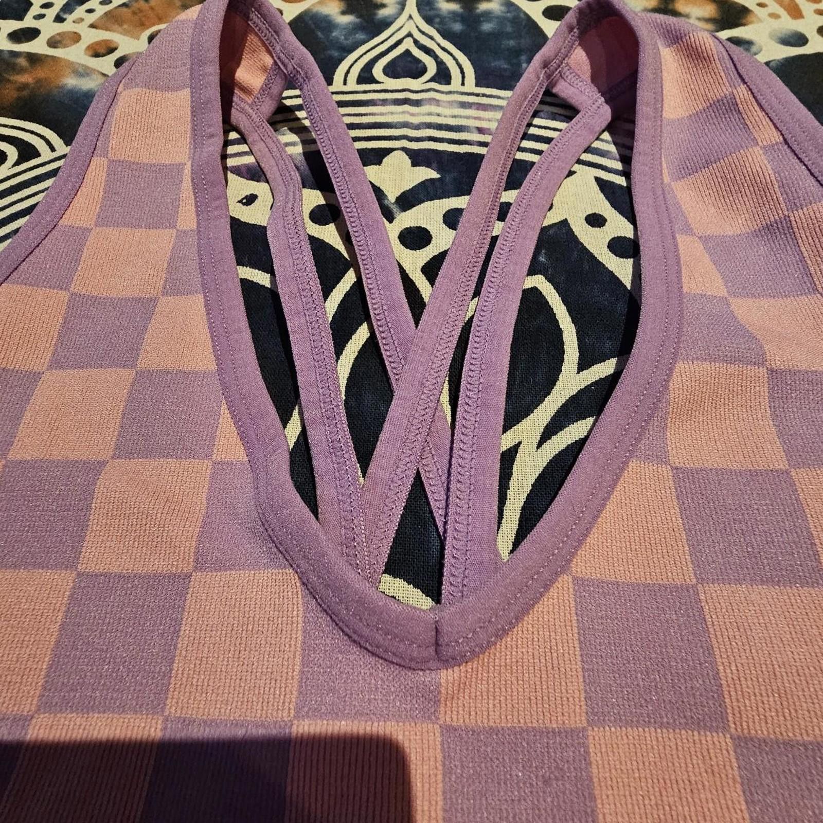 Designer Women's Pink and Purple Checkered Crop-top Size M / US 6-8 / IT 42-44 - 4 Thumbnail
