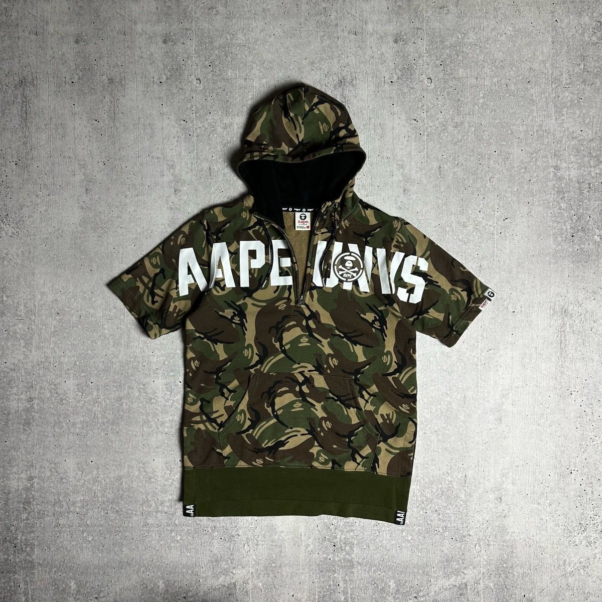 Aape AAPE By A Bathing Ape short sleeve hoodie with logo in camo Grailed