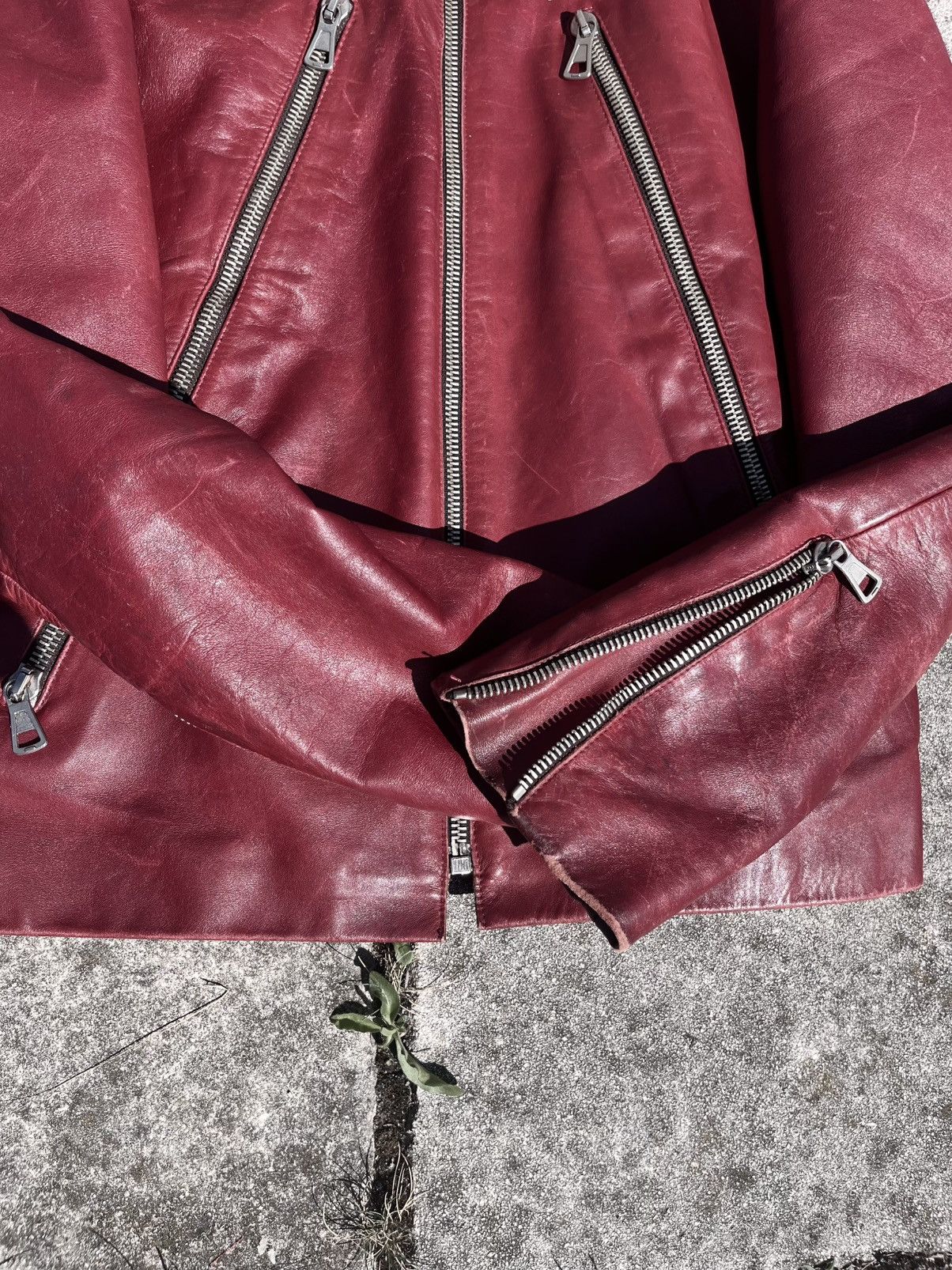 Maison Margiela SS00 Maison Martin Margiela 5 zip leather jacket burgundy Size US M / EU 48-50 / 2 - 4 Thumbnail