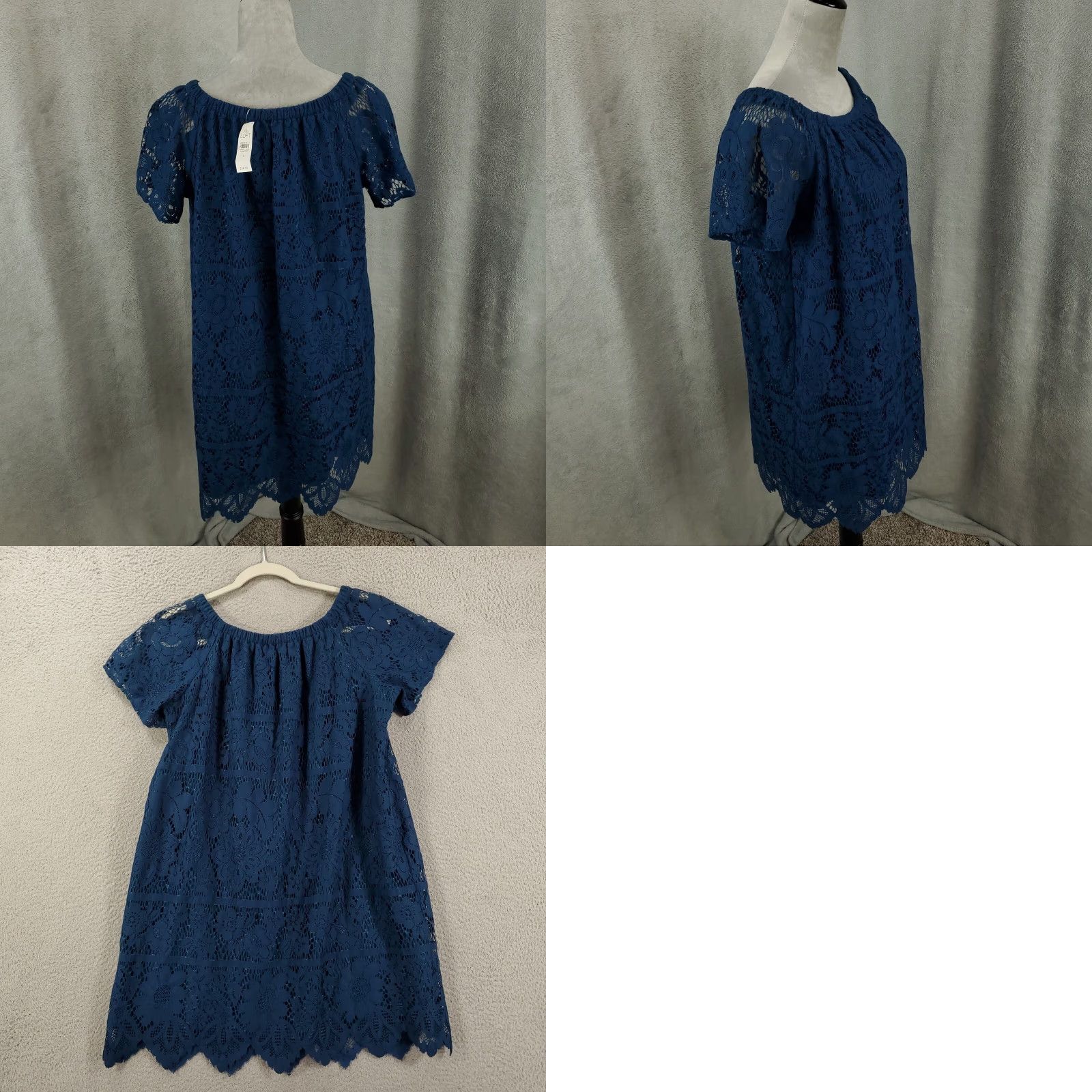 Loft LOFT Womens Lace Mini Dress Size Small Teal Blue Scalloped Hem NWT Size S / US 4 / IT 40 - 8 Thumbnail