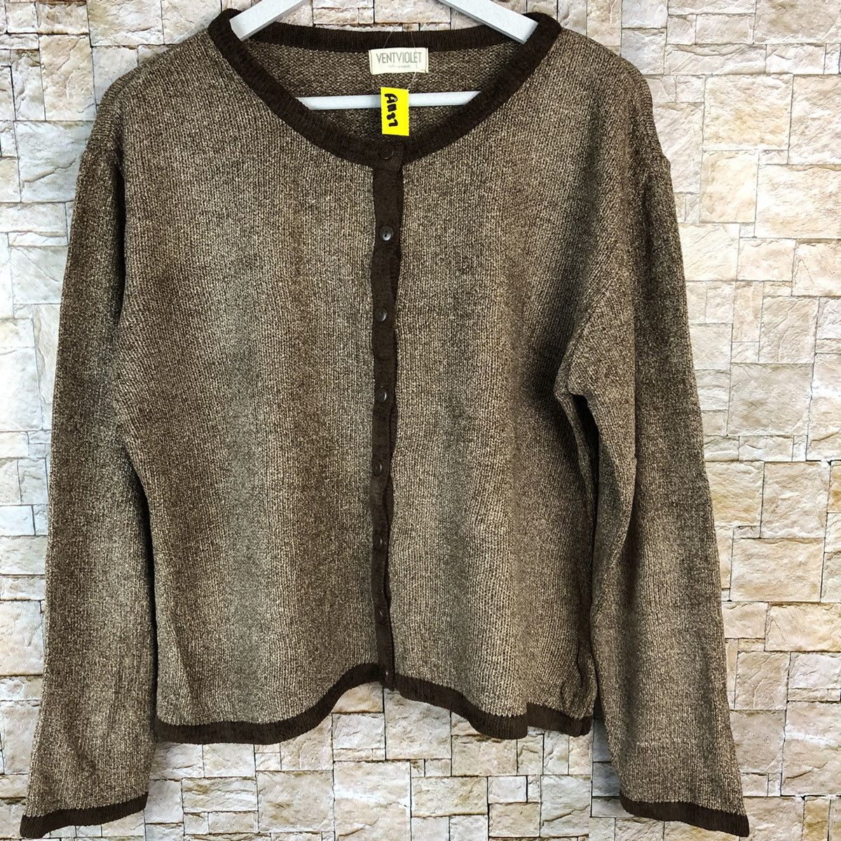 Japanese Brand Vent Violet Brown Cardigan Knitwear #A1187 Size US L / EU 52-54 / 3 - 3 Thumbnail