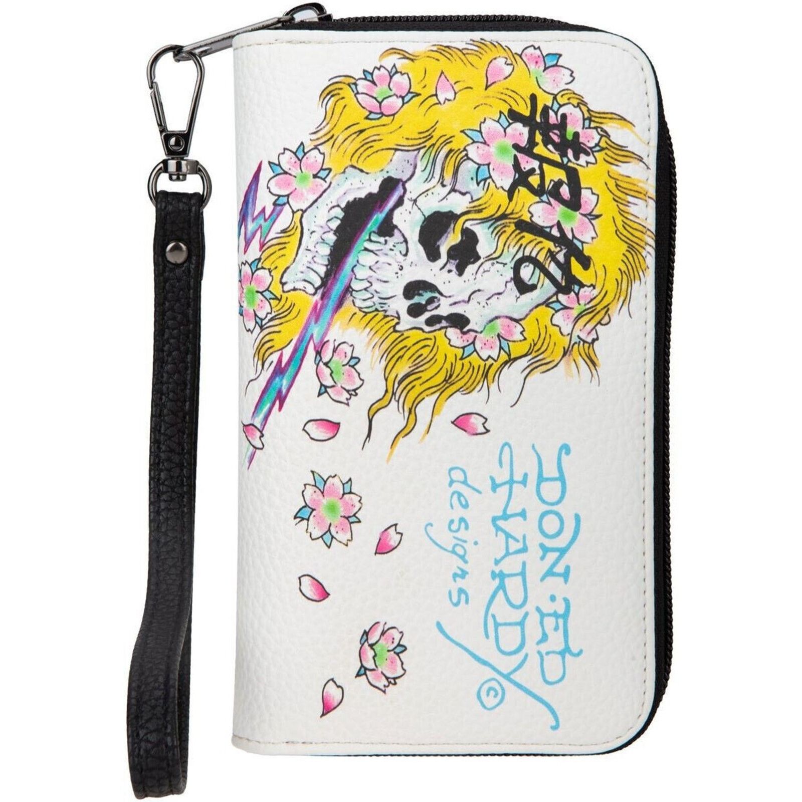 Ed Hardy Ed Hardy Zip Around Wallet Multi Pockets White Skull Print Size ONE SIZE - 3 Thumbnail