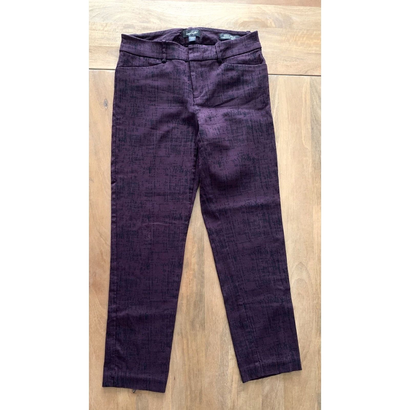 Lord & Taylor LORD & TAYLOR Ankle Pants Womens Size 2 Purple Slim Trousers Geometric Pattern 27x26 Moderate Rise Flat Front Size 27" / US 4 / IT 40 - 2 Thumbnail