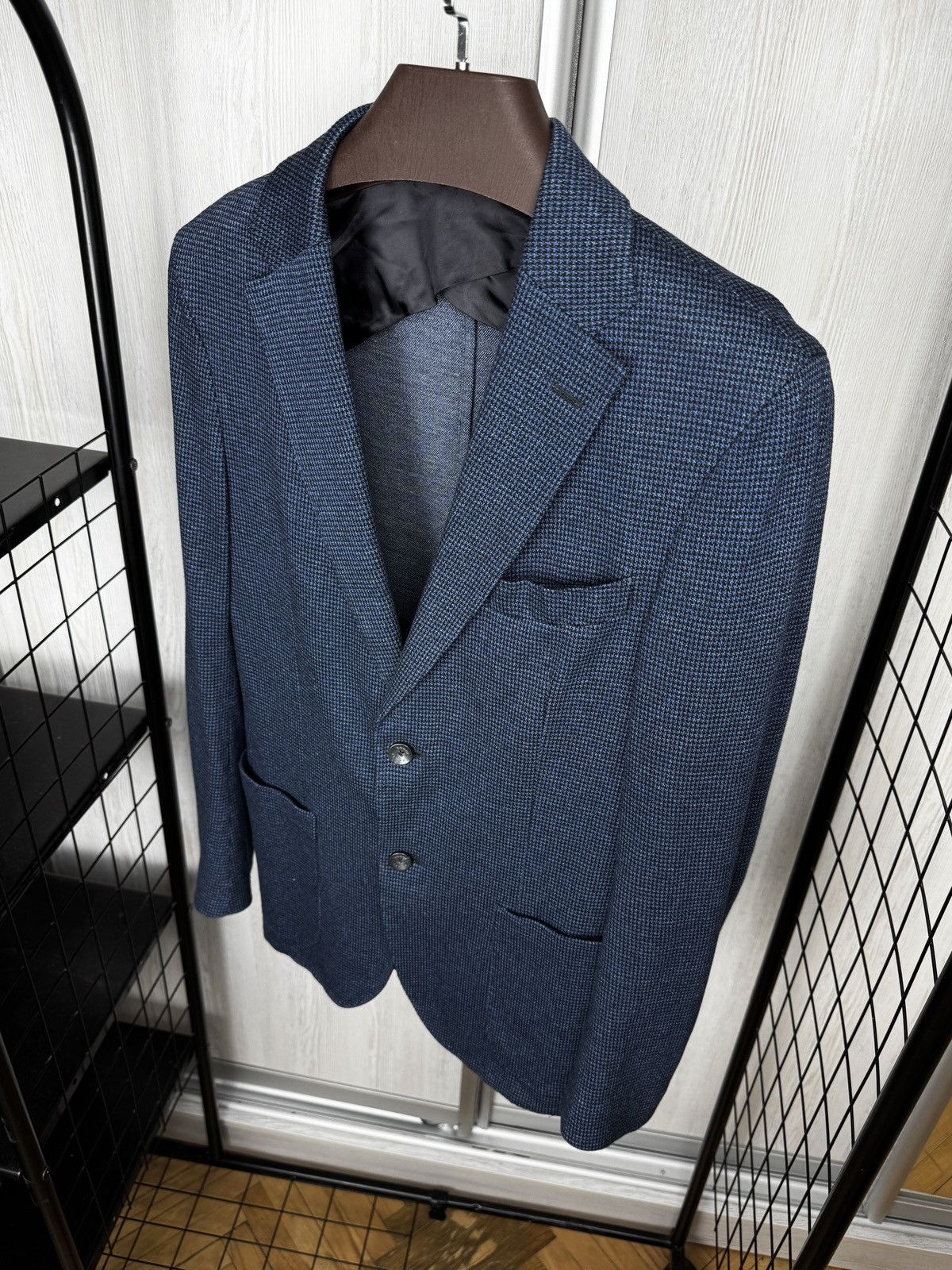 Boggi Boggi Milano Jersey Cotton Micro Houndstooth Pattern Blazer Size 36R - 6 Thumbnail
