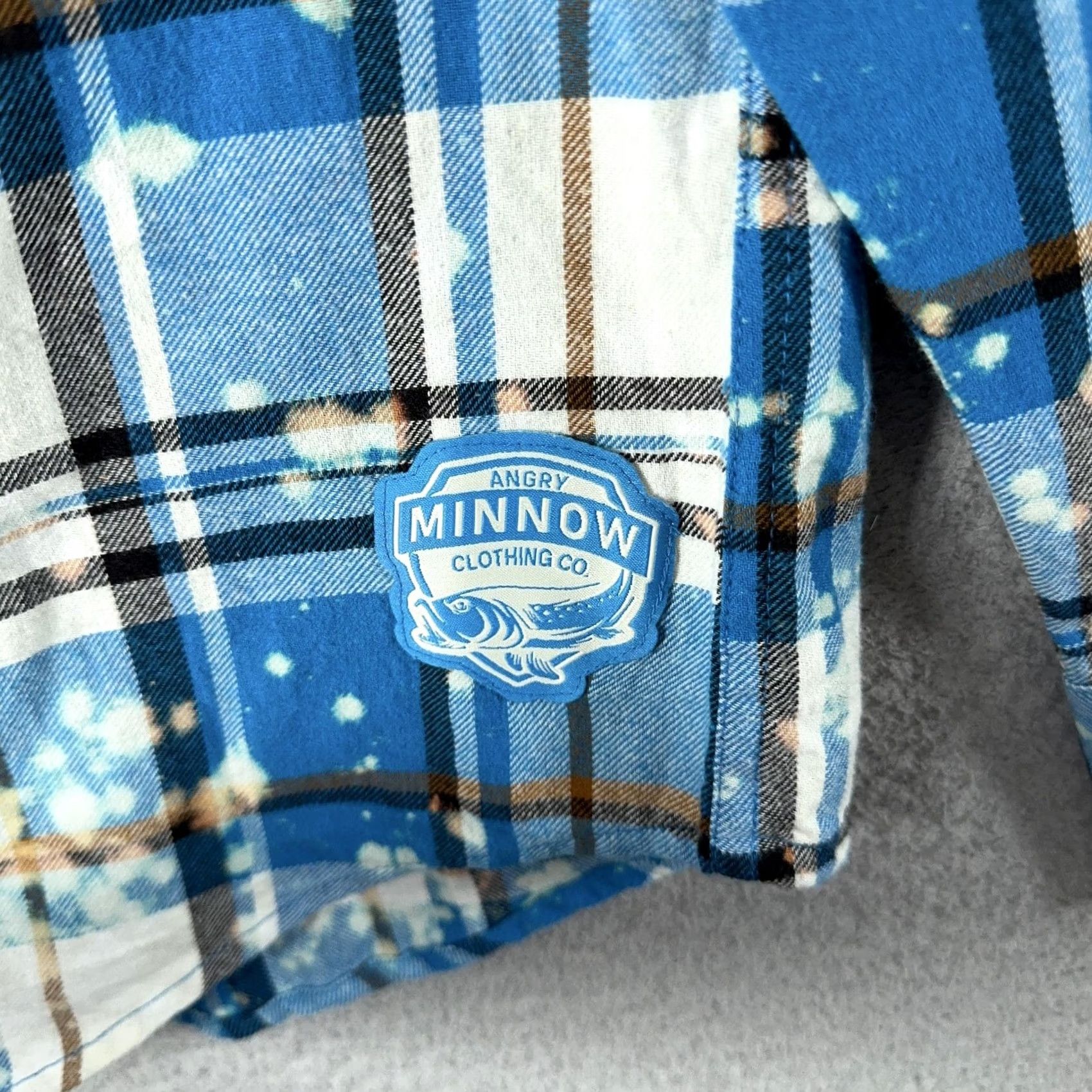 Vintage Angry Minnow Shirt Mens M Blue Plaid Long Sleeve Button Up Flannel Pocket Size US M / EU 48-50 / 2 - 5 Thumbnail