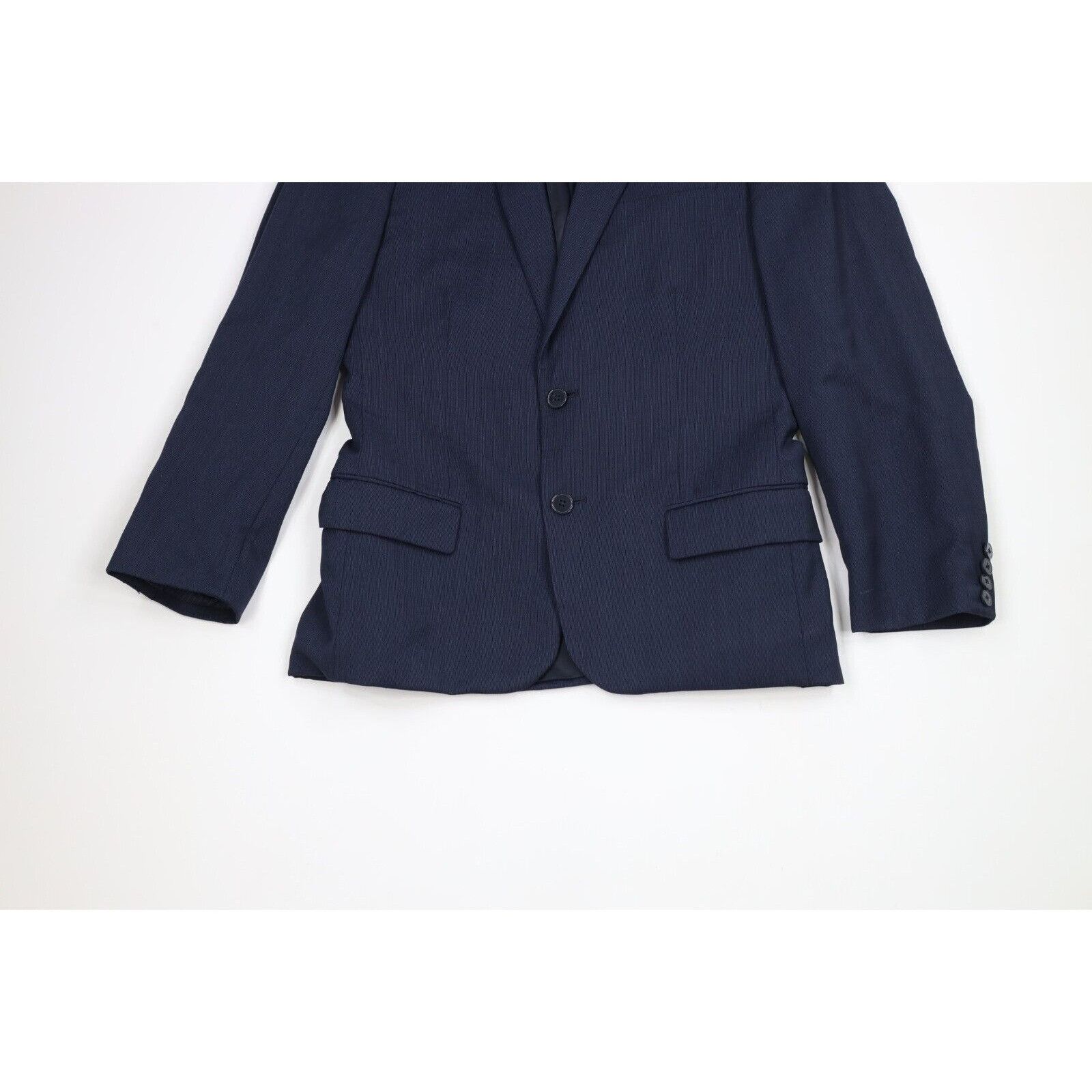 Calvin Klein Calvin Klein Wool Striped 2 Piece Suit Wedding Dark Blue Size 38R - 4 Thumbnail