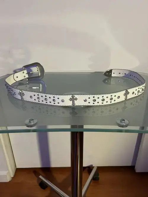 Japanese Brand Y2K Cross Rhinestone Belt (white) Size ONE SIZE - 1 Thumbnail