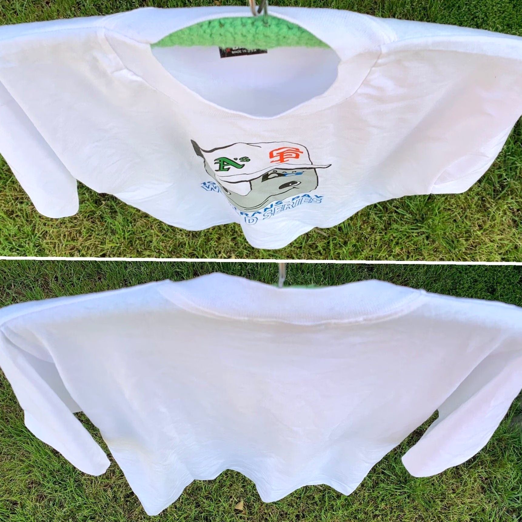 Vintage VINTAGE Screen Stars Shirt Men L White 1980s BART SF A’s World Series t shirt Single Stitch Graphic Tee MLB Sportswear/Beach Size US L / EU 52-54 / 3 - 3 Thumbnail
