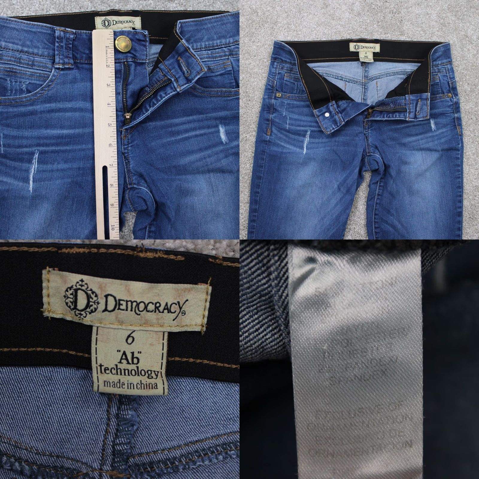 Vintage Democracy Jeans Womens 6 Blue Distressed Denim w/ 26" inseam City College Urban Fit Regular Mens Womens Size 28" / US 6 / IT 42 - 8 Thumbnail