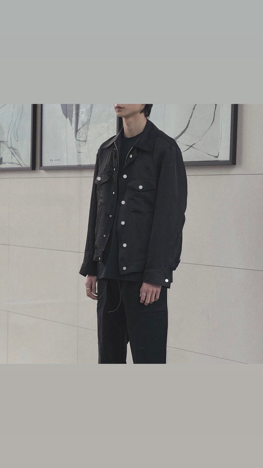Beams Plus Noirer Silk Trucker Jacket Black Size US L / EU 52-54 / 3 - 16 Thumbnail