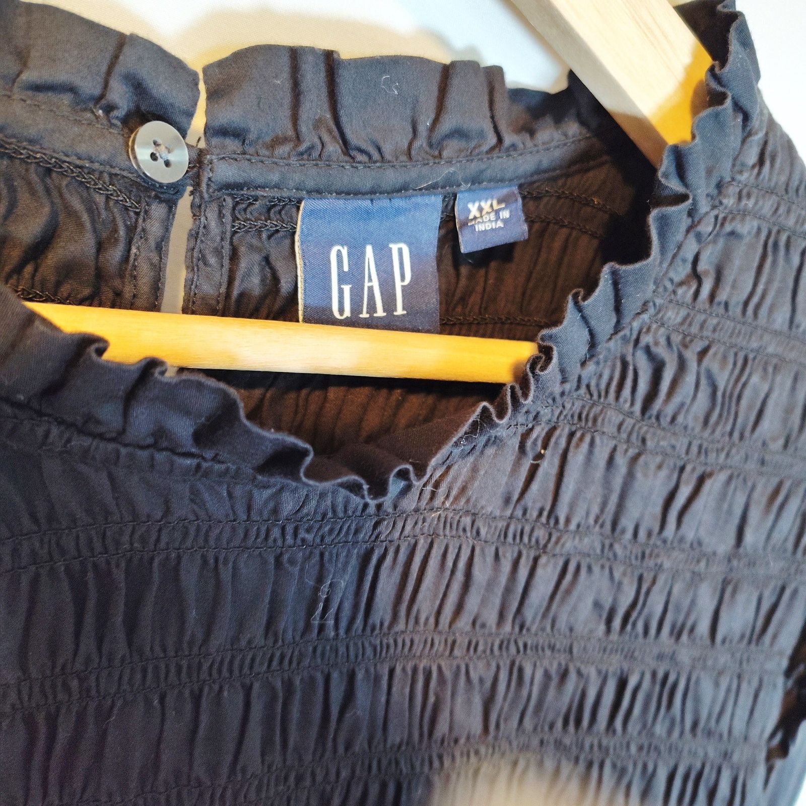 Gap GAP XXL Black Smocked Dress Ruffle Neck Long Sleeve Size XXL / US 16-18 / IT 52-54 - 4 Thumbnail