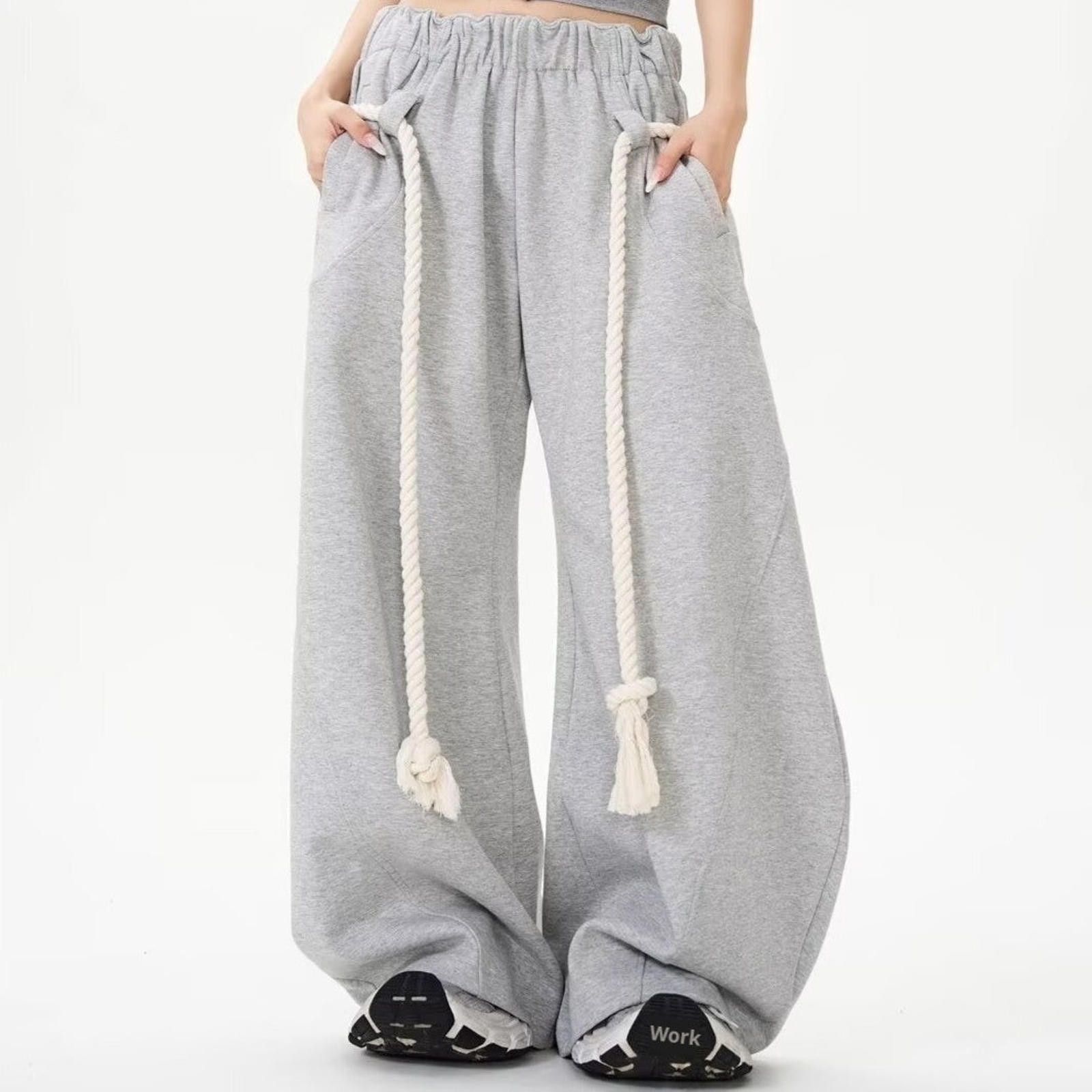 Vintage Loose Wide Leg Sweatpants - Chunky Rope Drawstring Size US 32 / EU 48 - 4 Thumbnail