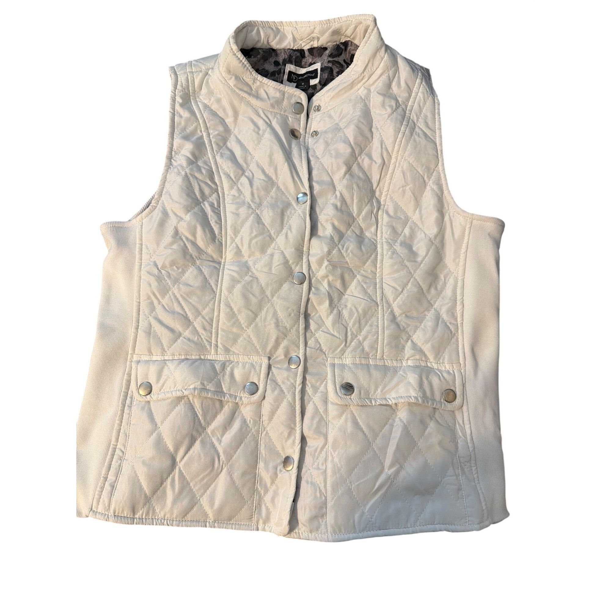 Other New Directions White Quilted Puffer Vest Silver Tone Snap Fr Size S / US 4 / IT 40 - 1 Thumbnail