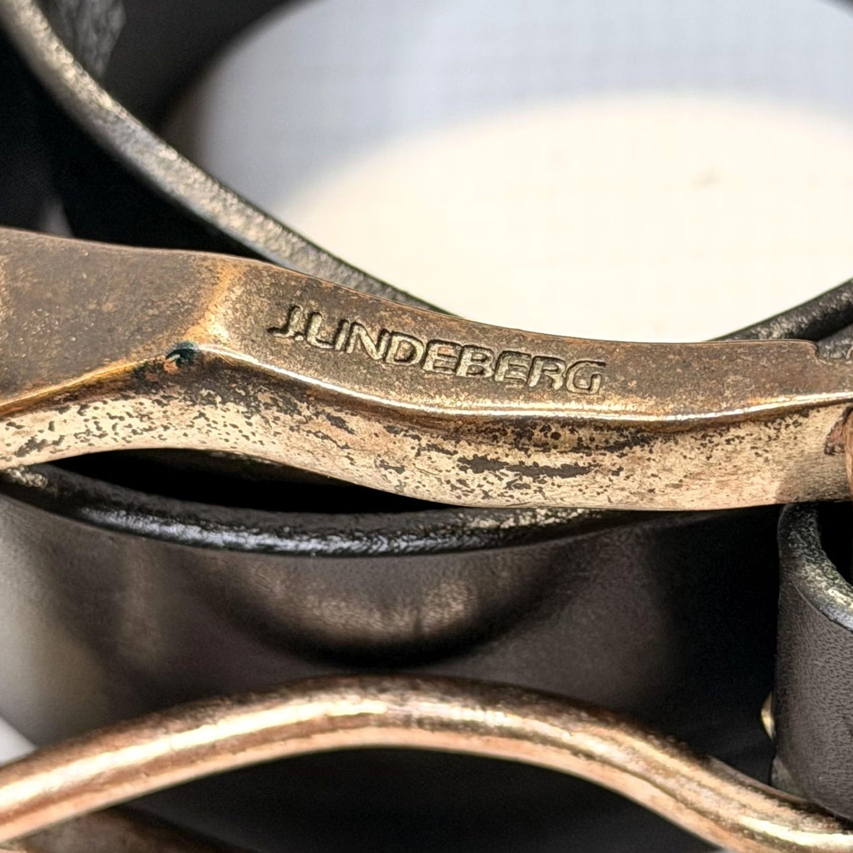 J.Lindeberg J.Lindeberg Belt Mens 34 Leather Made in Italy Buckle Sculptural Buckle Black Dress Belt Mens 34 Leather Size 34 - 2 Thumbnail