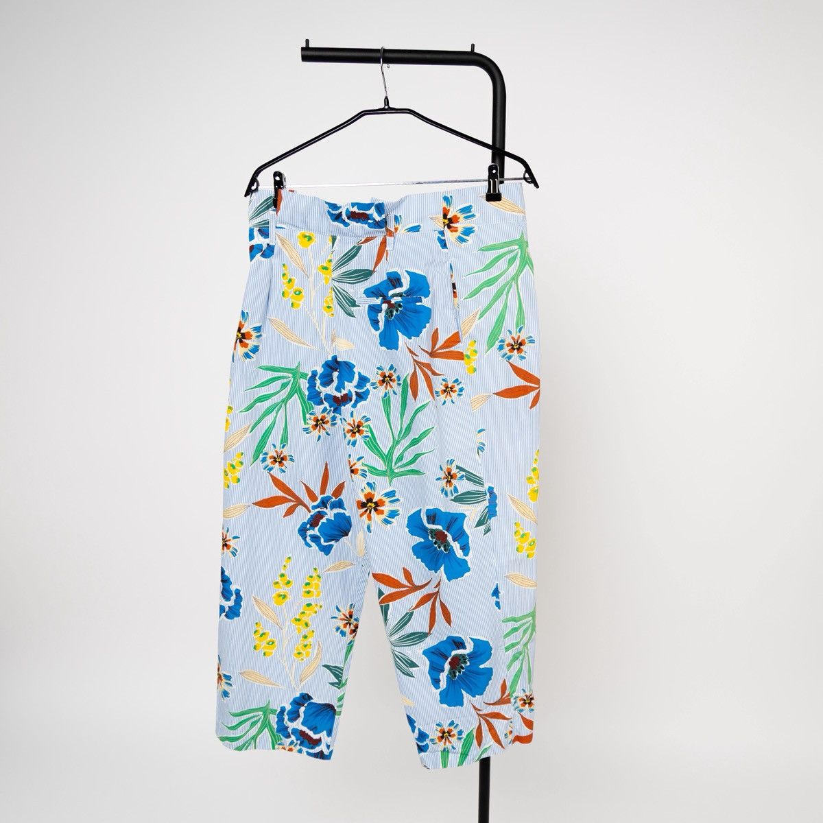 Zara Zara Womens Floral Cute Pants Blue White Tropical Trousers Size 30" / US 8 / IT 44 - 2 Thumbnail