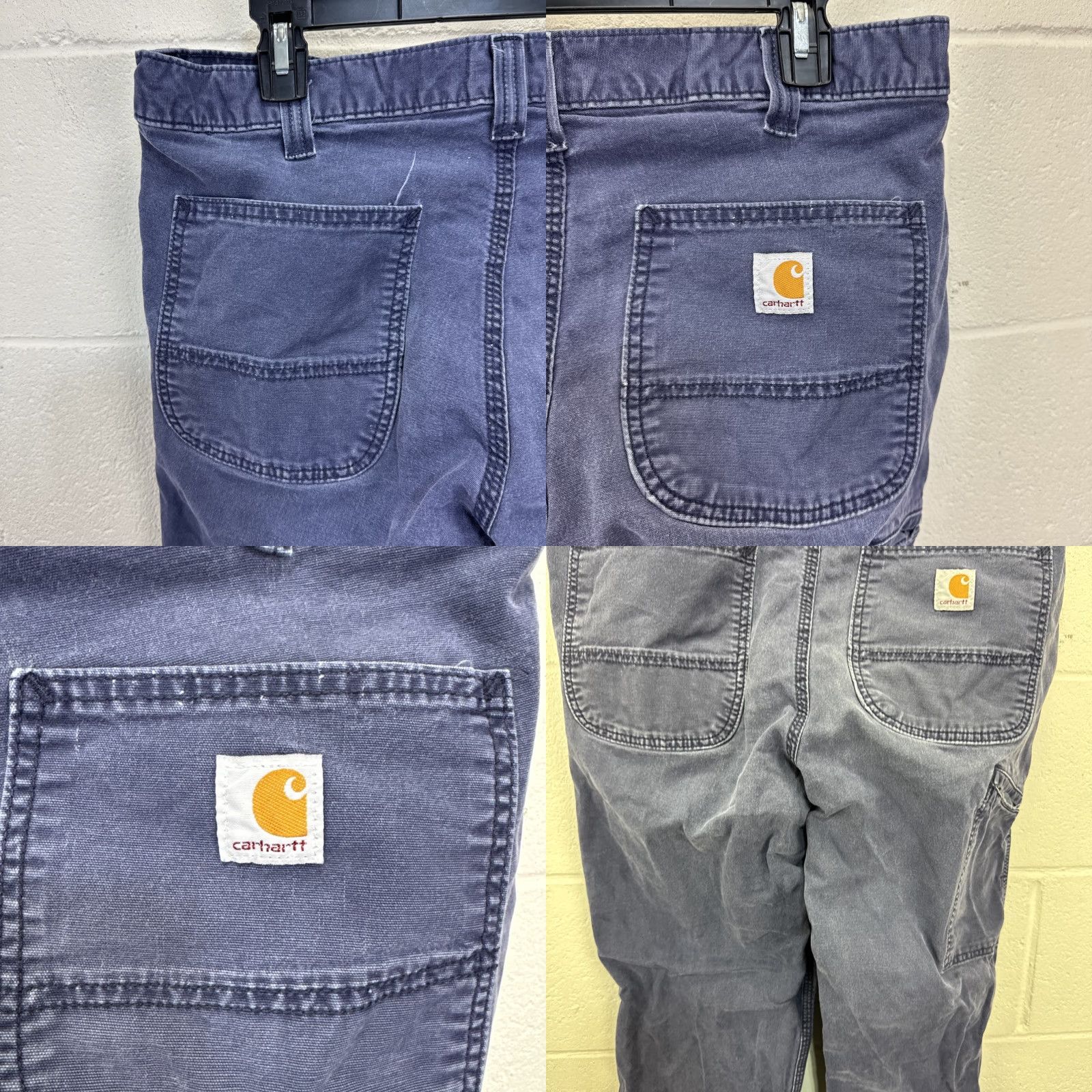 Carhartt Carhartt Mens Relaxed Fit Pants 33x34 Blue 5-Pocket Cargo Workwear Cotton Spandex Logo Belt Loops Straight Leg 102291-039 Size US 33 - 8 Thumbnail