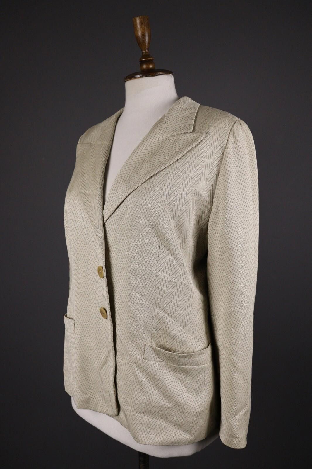 Escada Escada by Margaretha Ley Beige Wool Stripe Jacket Size 40 Size M / US 6-8 / IT 42-44 - 4 Thumbnail