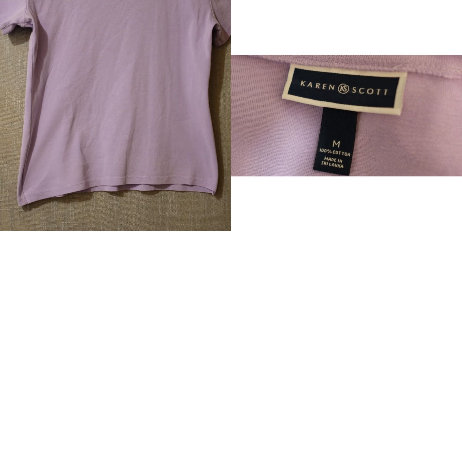 Vintage Karen Scott Shirt Womens M Lilac Short Sleeve Knit Tee 100% Cotton #A6-20 Size 32" / US 10 / IT 46 - 8 Thumbnail